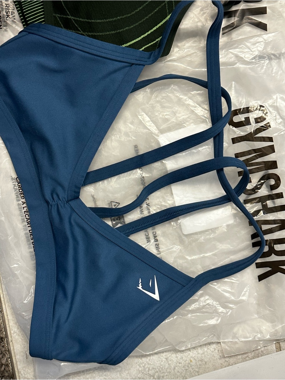 Gymshark blue strappy women's swim bikini top